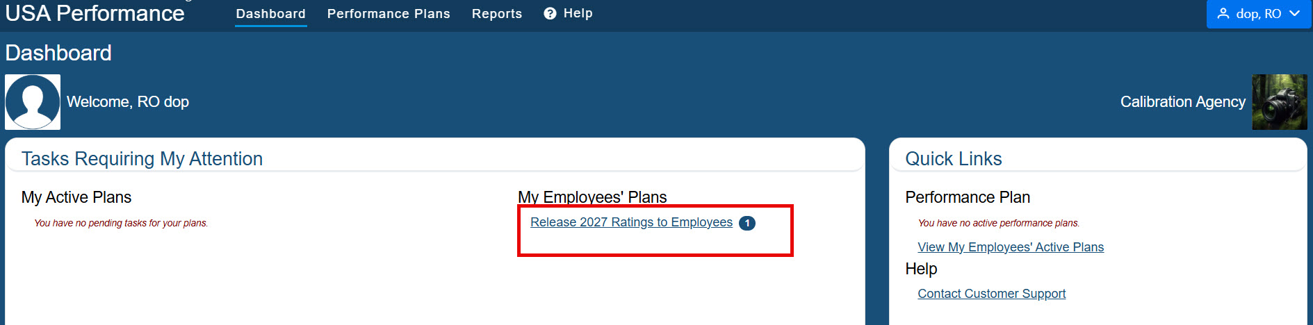 USAP Calibration_RO Release button to employee dashboardtask.jpg
